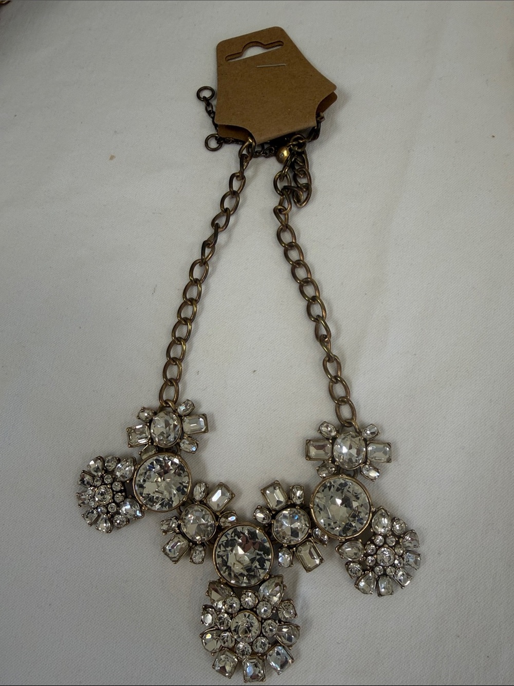 J. Crew Gold-Tone Crystal Cluster Bib Necklace